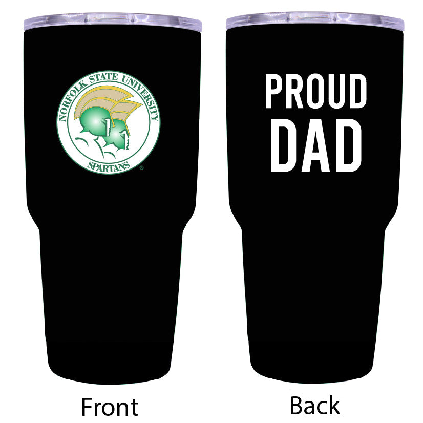 R and R Imports Norfolk State University Proud Dad 24 oz Insulated Stainless Steel Tumblers Black. Image 1