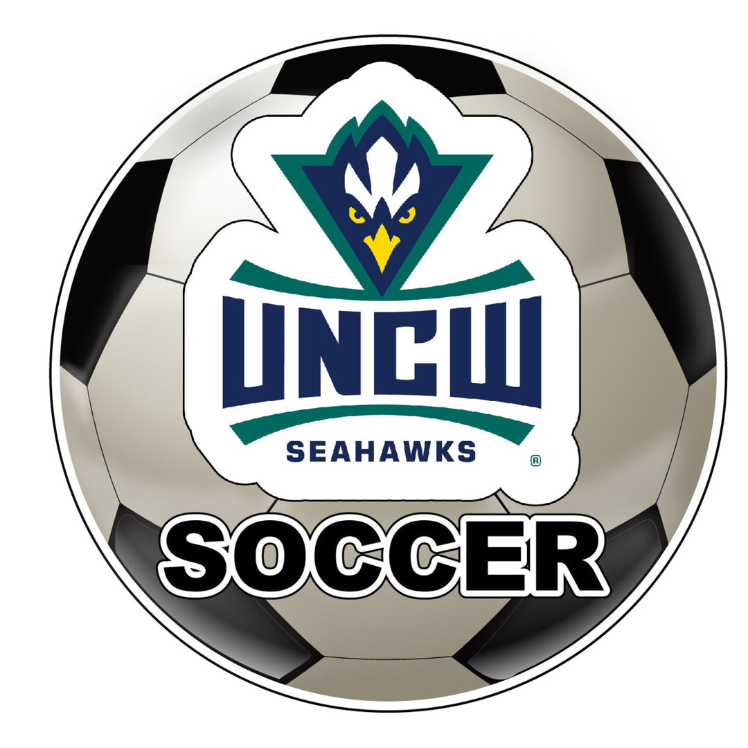 North Carolina Wilmington Seahawks 4-Inch Round Soccer Ball NCAA Soccer Passion Vinyl Sticker Image 1