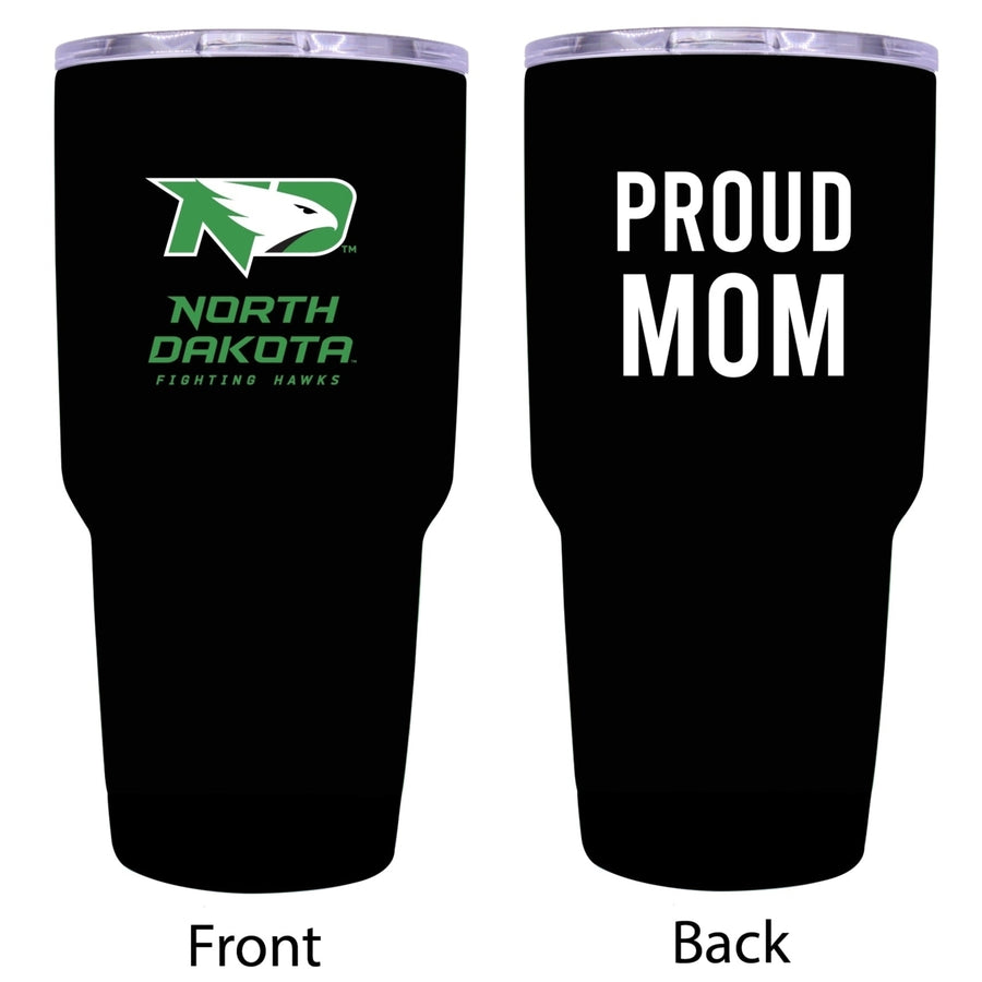 R and R Imports North Dakota Fighting Hawks Proud Mom 24 oz Insulated Stainless Steel Tumblers Black. Image 1