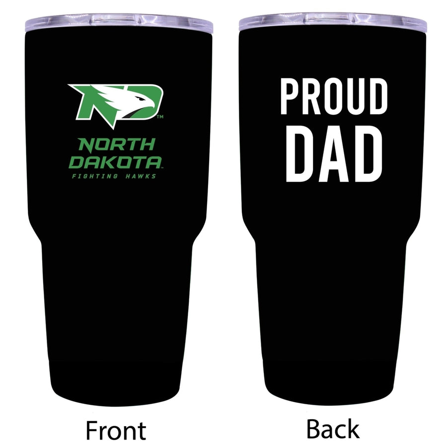 R and R Imports North Dakota Fighting Hawks Proud Dad 24 oz Insulated Stainless Steel Tumblers Black. Image 1