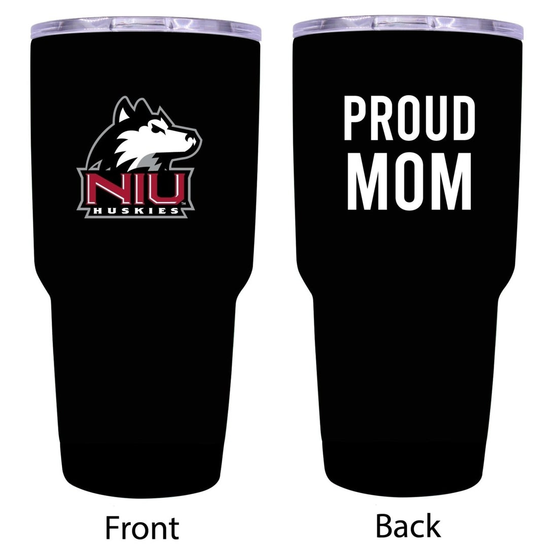 R and R Imports Northern Illinois Huskies Proud Mom 24 oz Insulated Stainless Steel Tumblers Black. Image 1