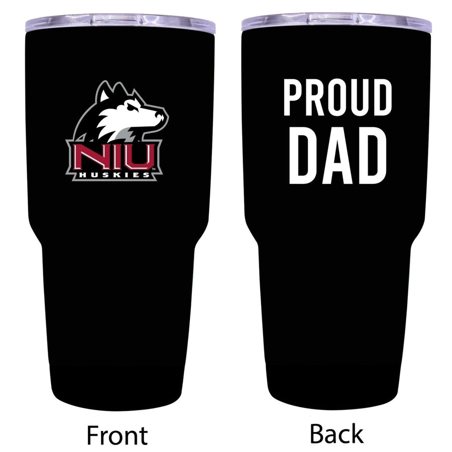 R and R Imports Northern Illinois Huskies Proud Dad 24 oz Insulated Stainless Steel Tumblers Black. Image 1