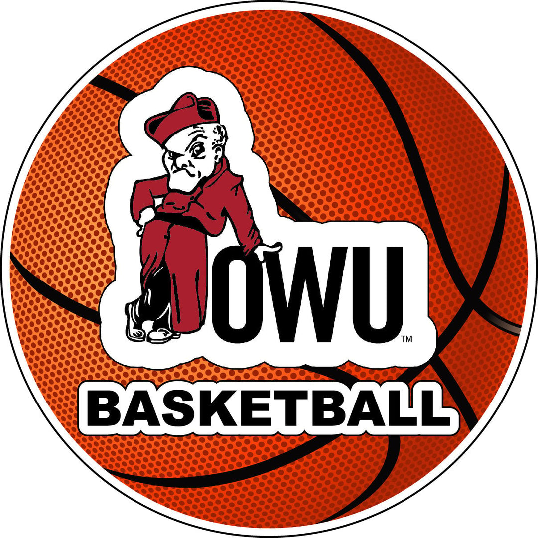 Ohio Wesleyan University 4-Inch Round Basketball NCAA Hoops Pride Vinyl Decal Sticker Image 1