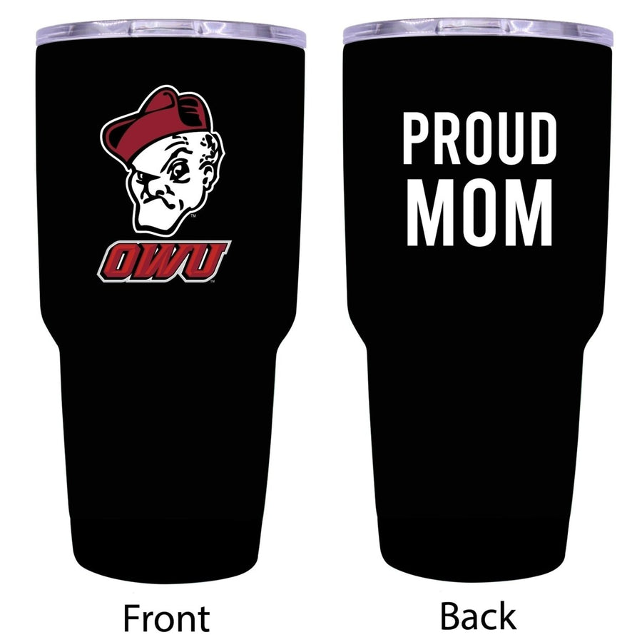 R and R Imports Ohio Wesleyan University Proud Mom 24 oz Insulated Stainless Steel Tumblers Black. Image 1