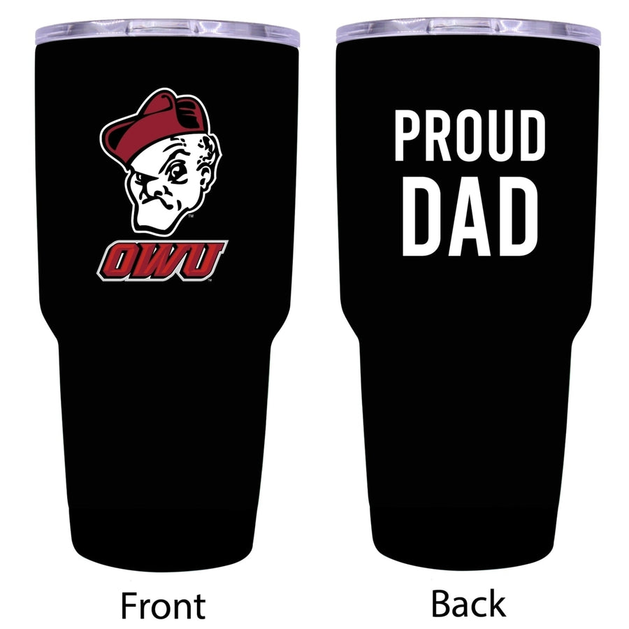 R and R Imports Ohio Wesleyan University Proud Dad 24 oz Insulated Stainless Steel Tumblers Black. Image 1