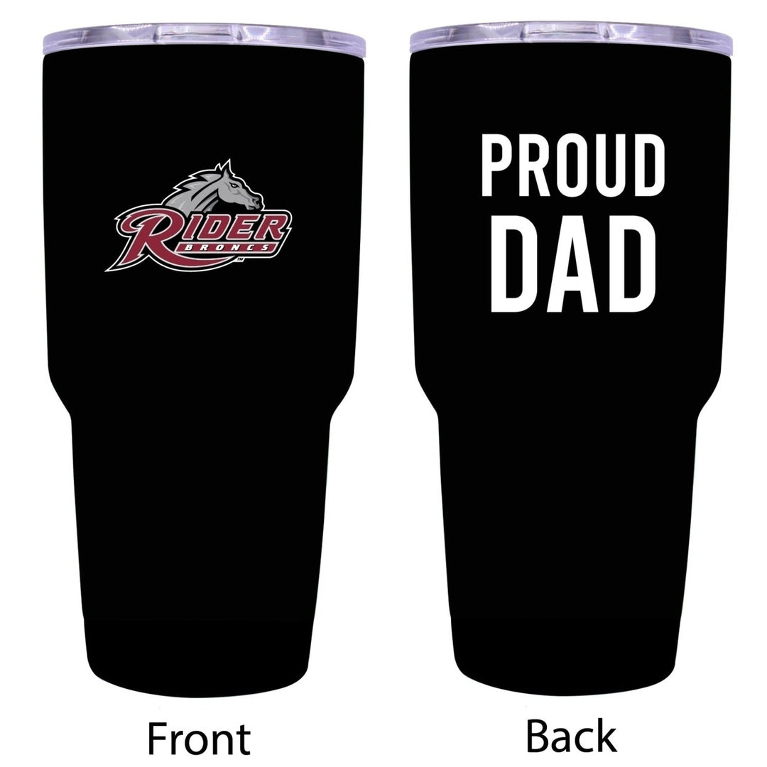 R and R Imports Rider University Broncs Proud Dad 24 oz Insulated Stainless Steel Tumblers Black. Image 1