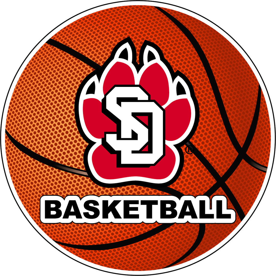 South Dakota Coyotes 4-Inch Round Basketball NCAA Hoops Pride Vinyl Decal Sticker Image 1