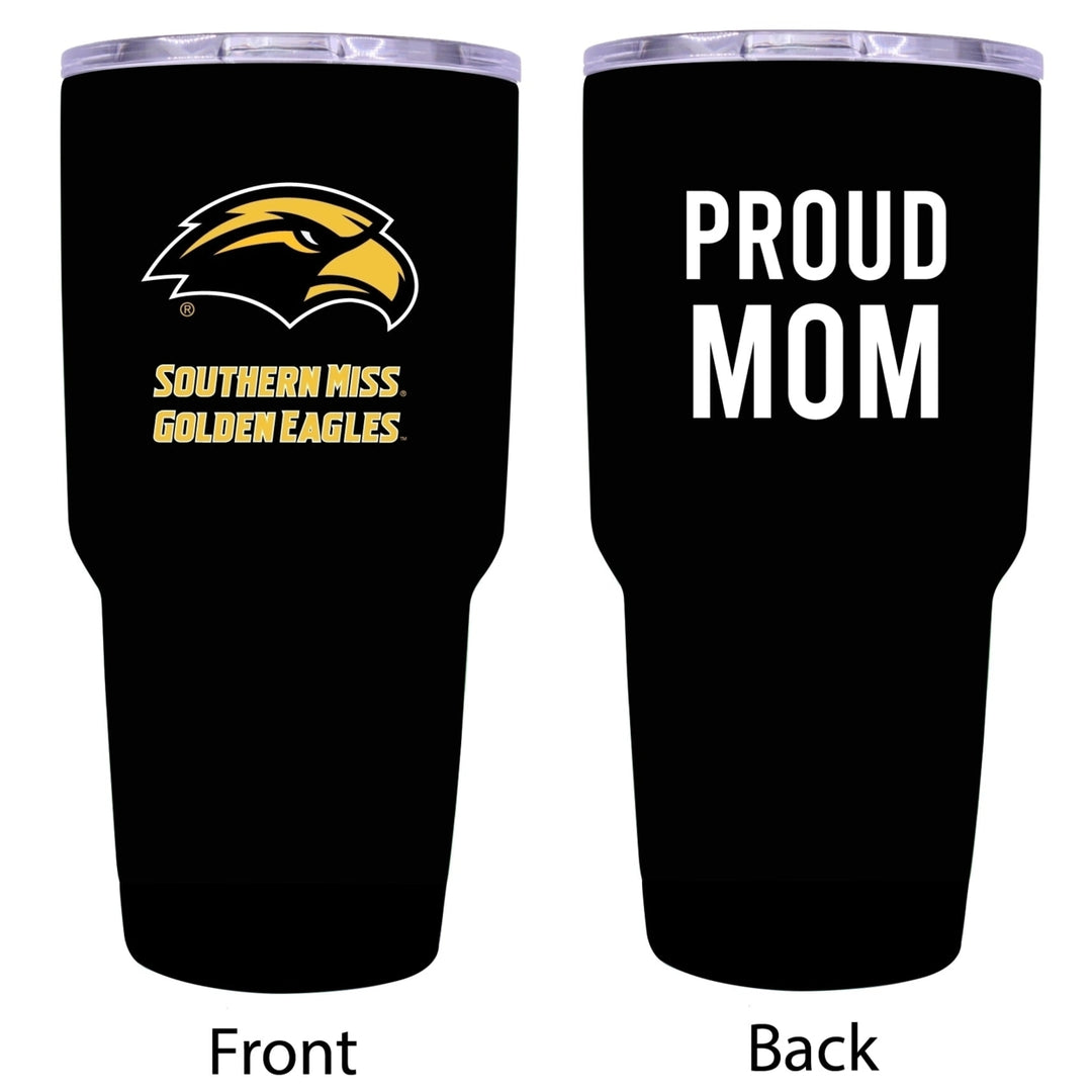 R and R Imports Southern Mississippi Golden Eagles Proud Mom 24 oz Insulated Stainless Steel Tumblers Black. Image 1