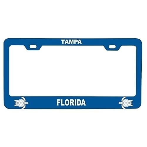 R and R Imports Tampa Florida Turtle Design Souvenir Metal License Plate Frame Image 1