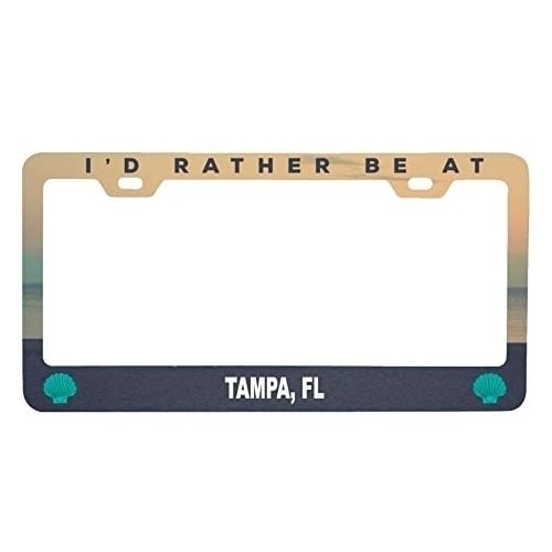 R and R Imports Tampa Florida Sea Shell Design Souvenir Metal License Plate Frame Image 1