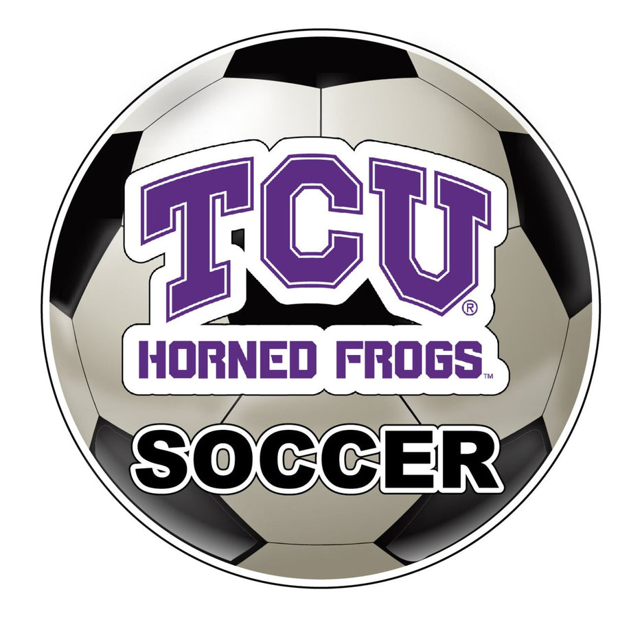 Texas Christian University 4-Inch Round Soccer Ball NCAA Soccer Passion Vinyl Sticker Image 1