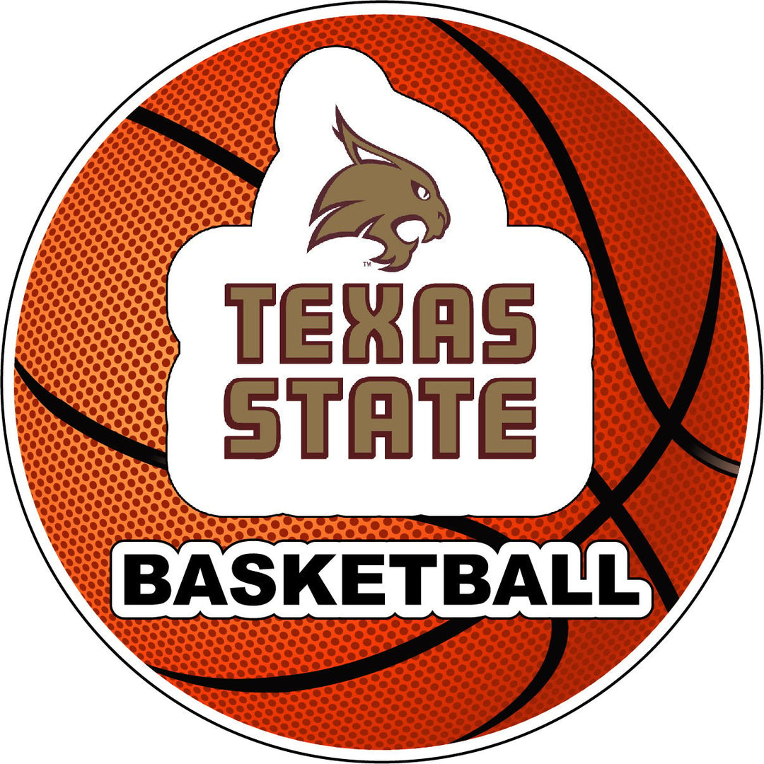 Texas State Bobcats 4-Inch Round Basketball NCAA Hoops Pride Vinyl Decal Sticker Image 1