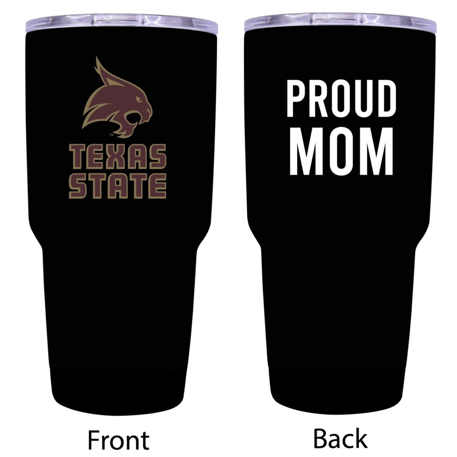 R and R Imports Texas State Bobcats Proud Mom 24 oz Insulated Stainless Steel Tumblers Black. Image 1