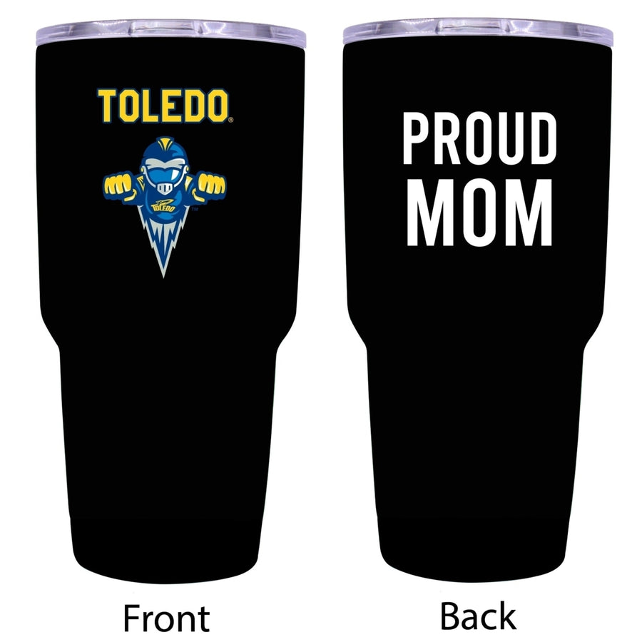 R and R Imports Toledo Rockets Proud Mom 24 oz Insulated Stainless Steel Tumblers Black. Image 1