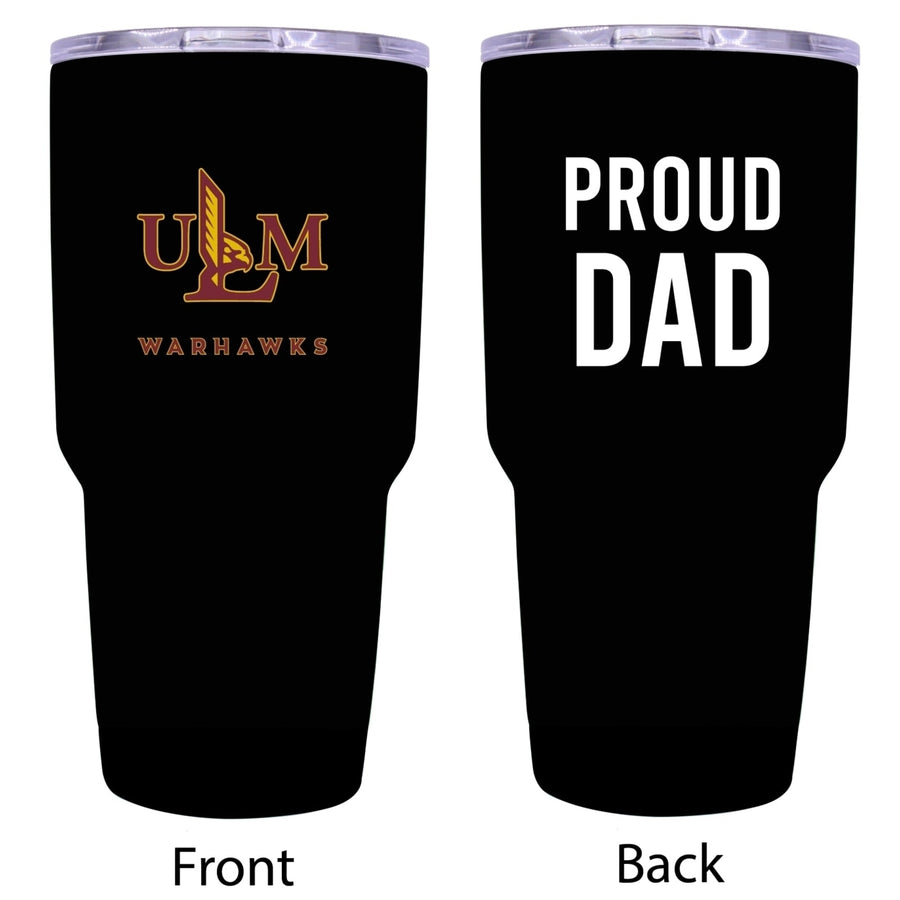 R and R Imports University of Louisiana Monroe Proud Dad 24 oz Insulated Stainless Steel Tumblers Black. Image 1