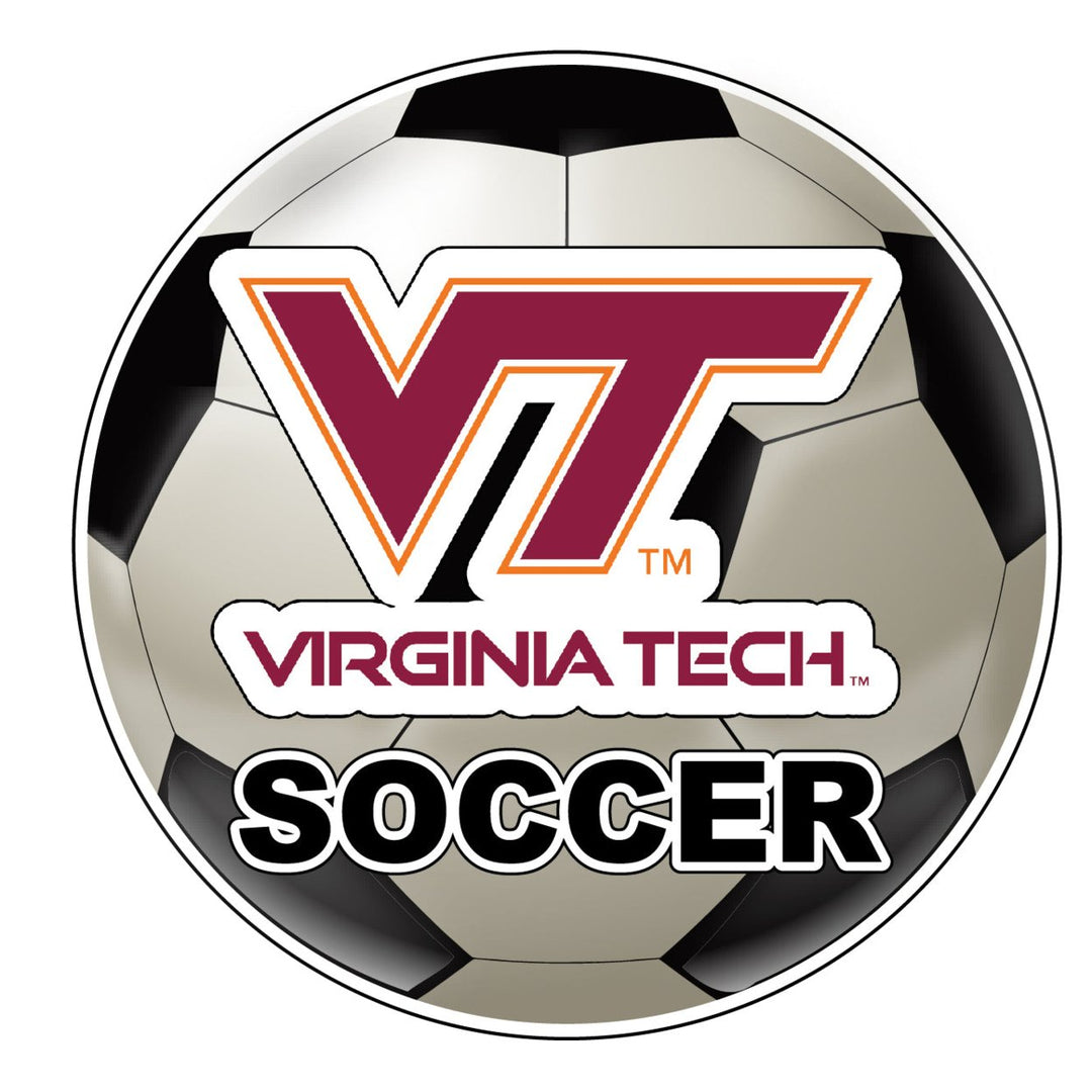 Virginia Tech Hokies 4-Inch Round Soccer Ball NCAA Soccer Passion Vinyl Sticker Image 1