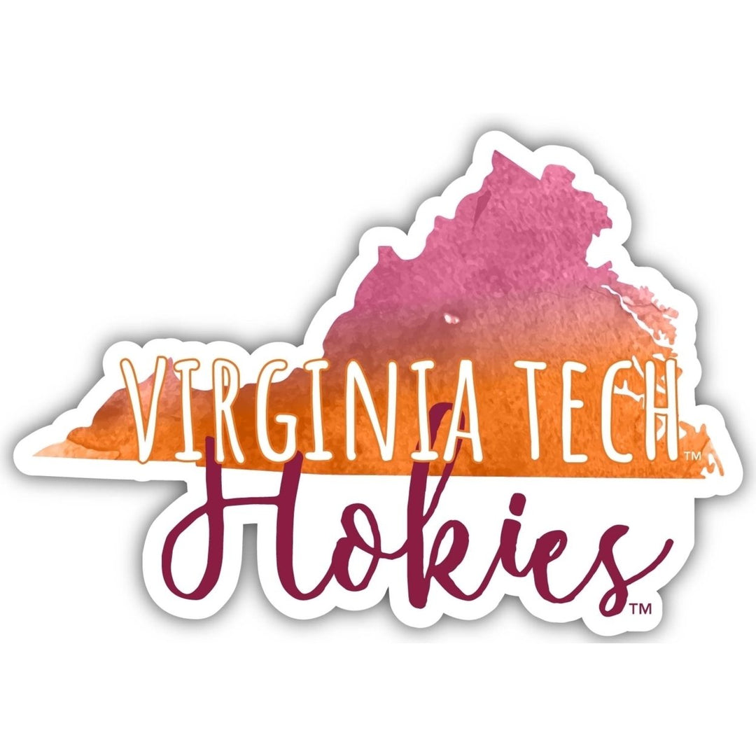 Virginia Tech Hokies 4-Inch Watercolor State Shaped NCAA Vinyl Decal Sticker for Fans, Students, and Alumni Image 1