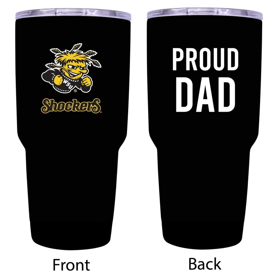 R and R Imports Wichita State Shockers Proud Dad 24 oz Insulated Stainless Steel Tumblers Black. Image 1