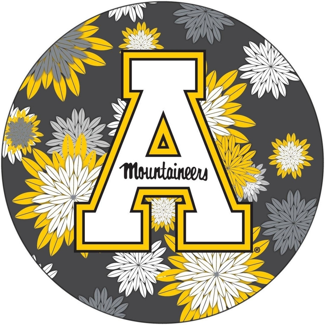 Appalachian State Round 4-Inch NCAA Floral Love Vinyl Sticker - Blossoming School Spirit Decal Image 1