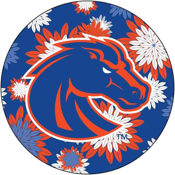 Boise State Broncos Round 4-Inch NCAA Floral Love Vinyl Sticker - Blossoming School Spirit Decal Image 1