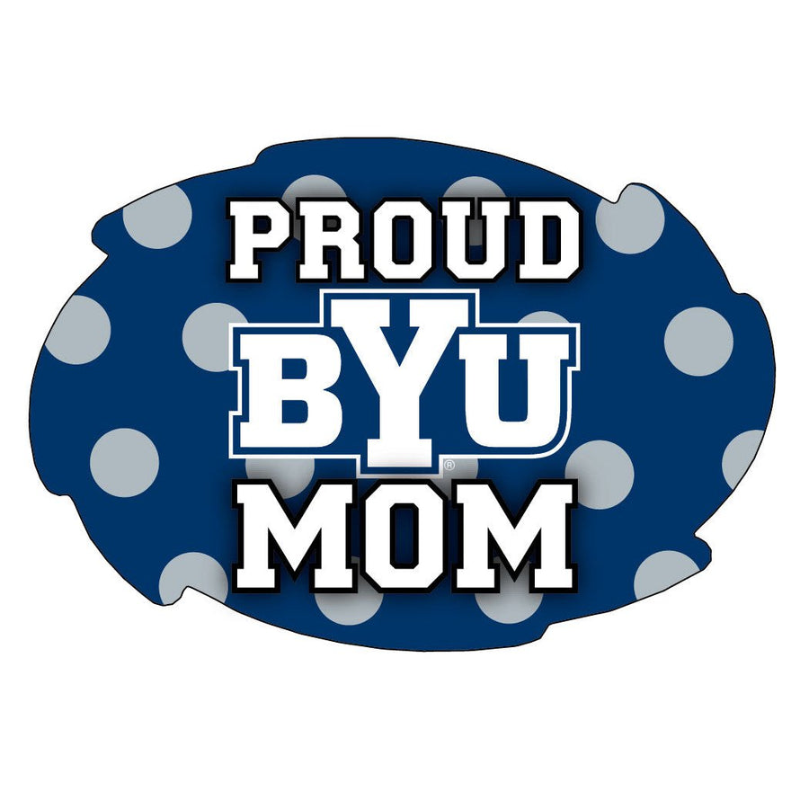 Brigham Young Cougars 5x6-Inch Swirl Shape Proud Mom NCAA - Durable School Spirit Vinyl Decal Perfect Image 1