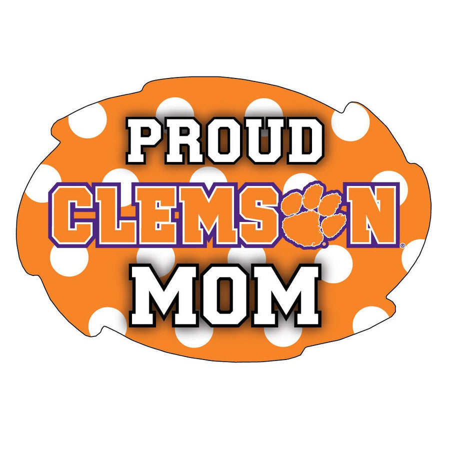 Clemson Tigers 5x6-Inch Swirl Shape Proud Mom NCAA - Durable School Spirit Vinyl Decal Perfect Image 1