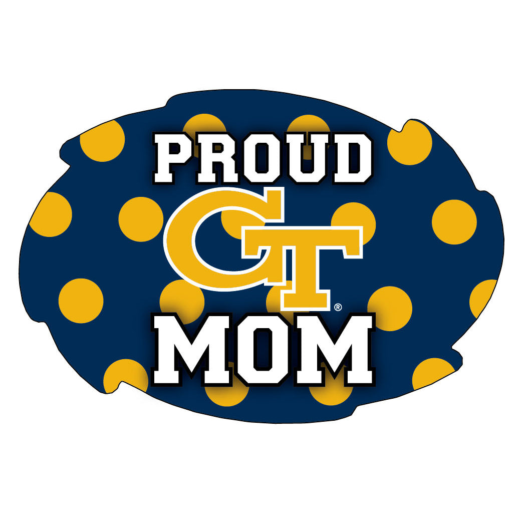 Georgia Tech Yellow Jackets 5x6-Inch Swirl Shape Proud Mom NCAA - Durable School Spirit Vinyl Decal Perfect Image 1