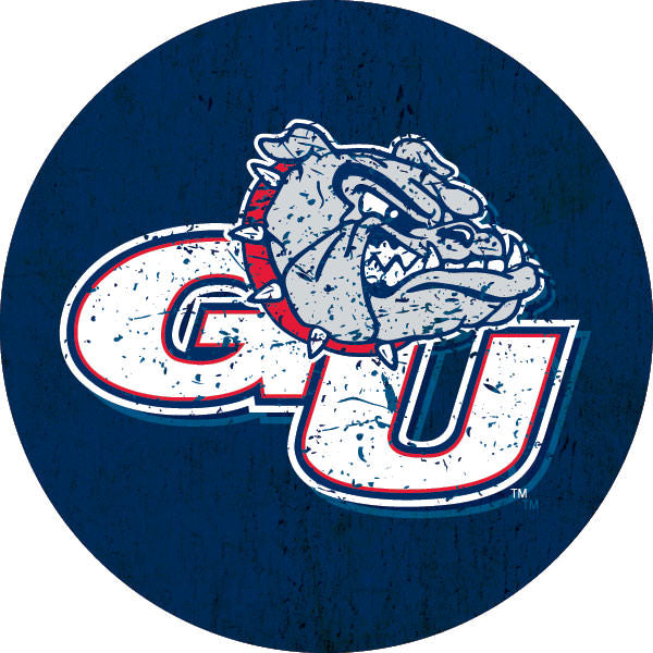 Gonzaga Bulldogs Round 4-Inch Distressed Wood Grain NCAA Vinyl Decal Sticker for Fans, Students, and Alumni Image 1