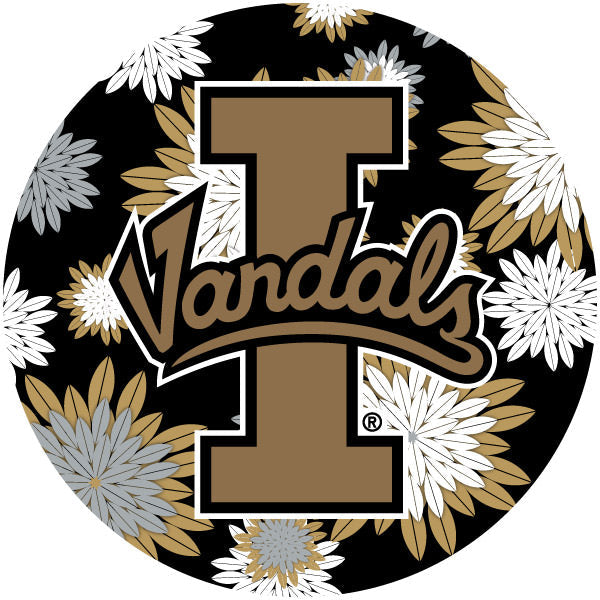 Idaho Vandals Round 4-Inch NCAA Floral Love Vinyl Sticker - Blossoming School Spirit Decal Image 1