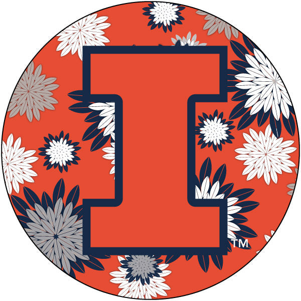 Illinois Fighting Illini Round 4-Inch NCAA Floral Love Vinyl Sticker - Blossoming School Spirit Decal Image 1
