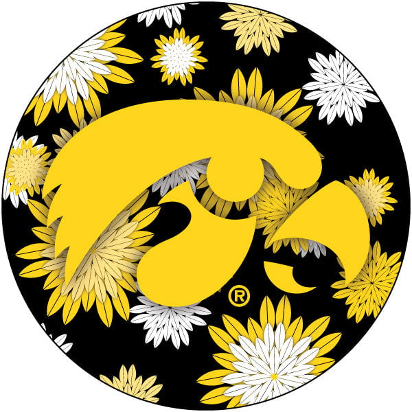 Iowa Hawkeyes Round 4-Inch NCAA Floral Love Vinyl Sticker - Blossoming School Spirit Decal Image 1