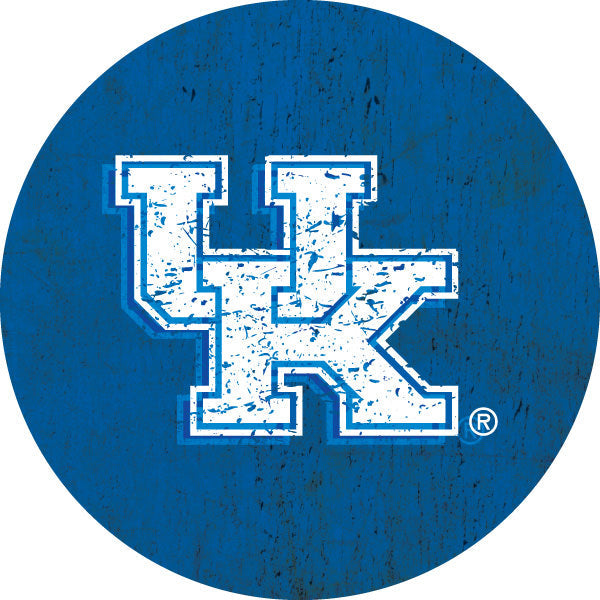 Kentucky Wildcats Round 4-Inch Distressed Wood Grain NCAA Vinyl Decal Sticker for Fans, Students, and Alumni Image 1