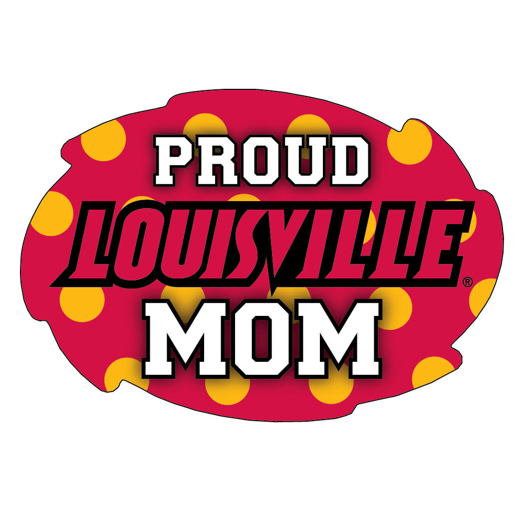 Louisville Cardinals NCAA Collegiate Trendy Polka Dot Proud Mom 5" x 6" Swirl Decal Sticker Image 1