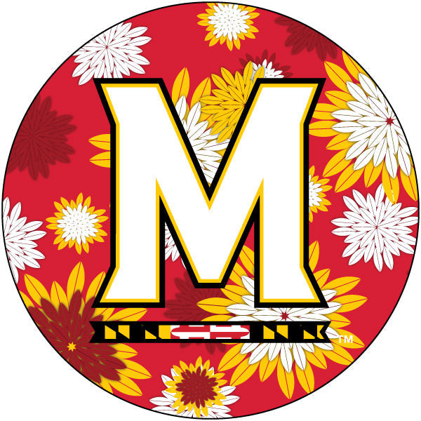 Maryland Terrapins Round 4-Inch NCAA Floral Love Vinyl Sticker - Blossoming School Spirit Decal Image 1