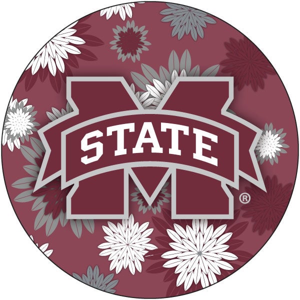 Mississippi State Bulldogs Round 4-Inch NCAA Floral Love Vinyl Sticker - Blossoming School Spirit Decal Image 1