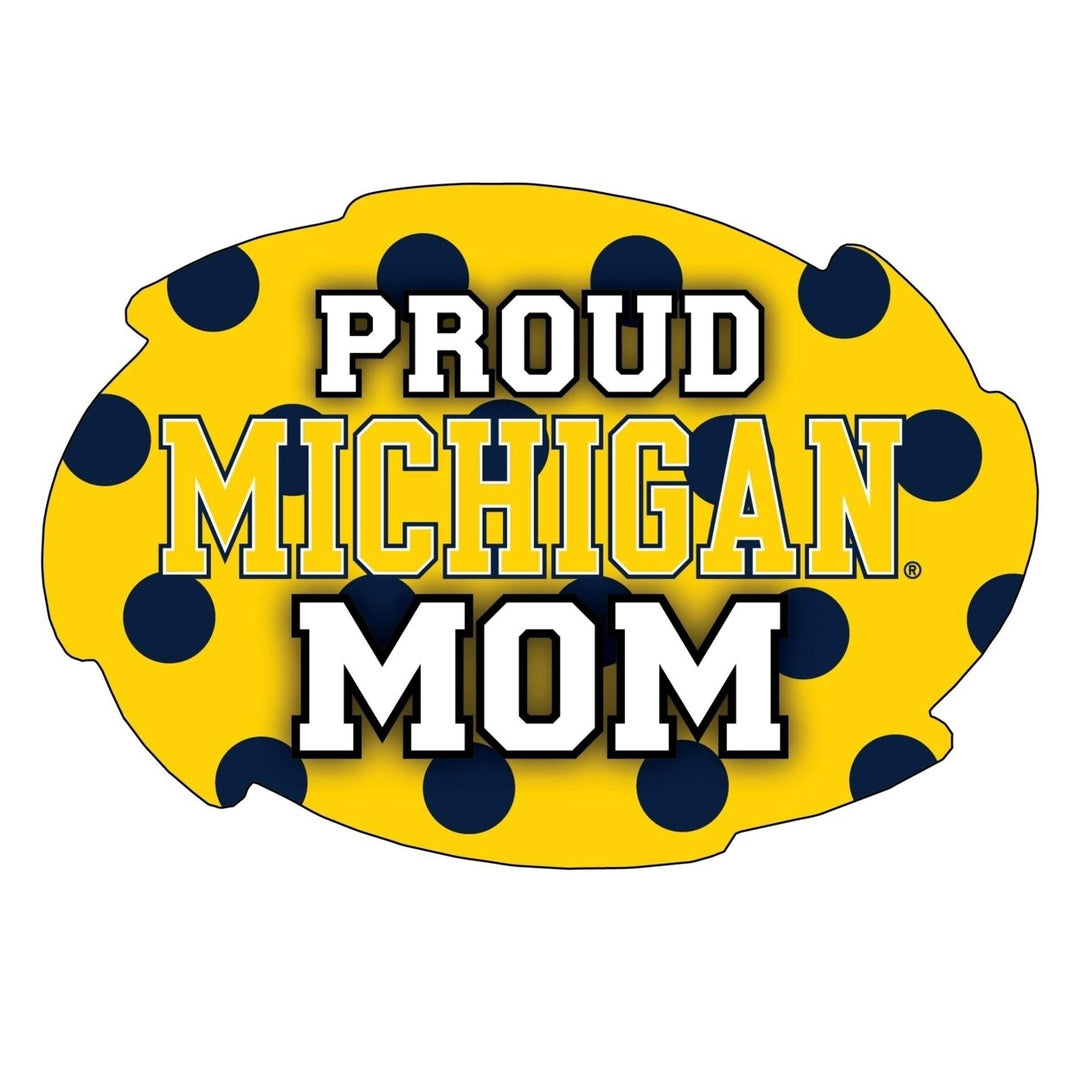 Michigan Wolverines 5x6-Inch Swirl Shape Proud Mom NCAA - Durable School Spirit Vinyl Decal Perfect Image 1