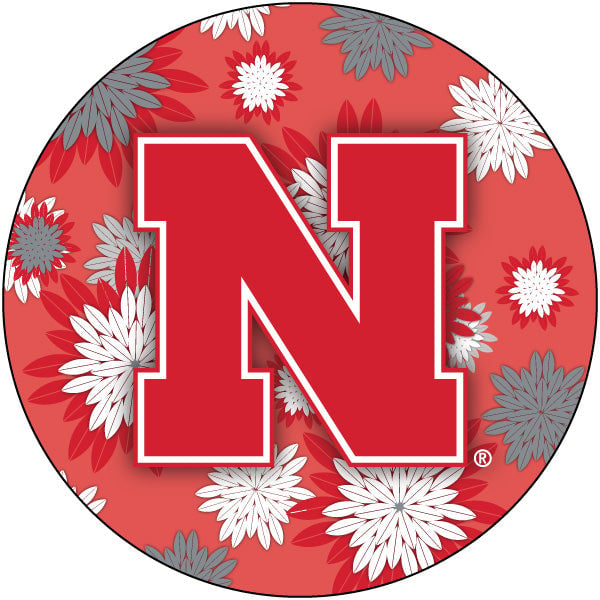 Nebraska Cornhuskers Round 4-Inch NCAA Floral Love Vinyl Sticker - Blossoming School Spirit Decal Image 1