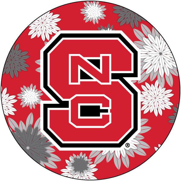 NC State Wolfpack Round 4-Inch NCAA Floral Love Vinyl Sticker - Blossoming School Spirit Decal Image 1