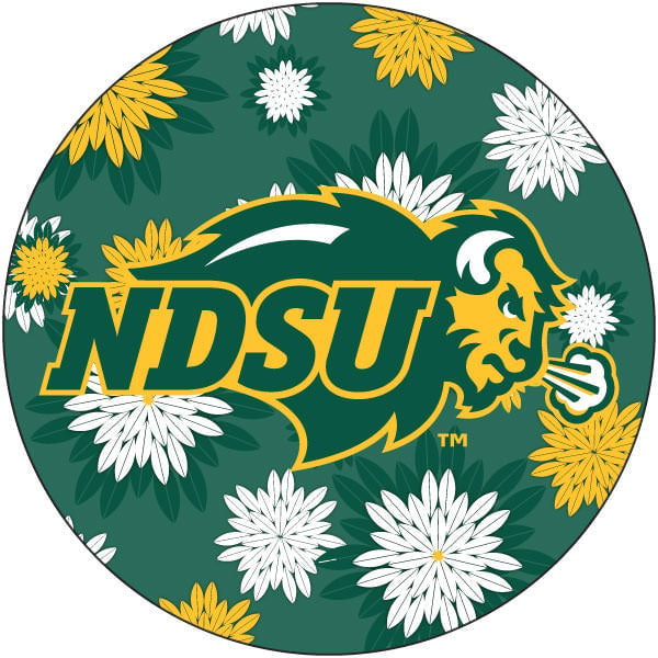 North Dakota State Bison Round 4-Inch NCAA Floral Love Vinyl Sticker - Blossoming School Spirit Decal Image 1