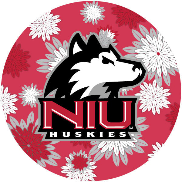 Northern Illinois Huskies Round 4-Inch NCAA Floral Love Vinyl Sticker - Blossoming School Spirit Decal Image 1