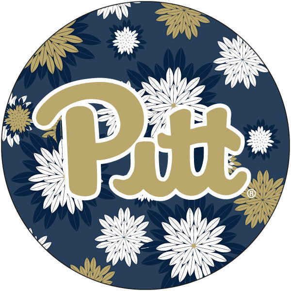 Pittsburgh Panthers Round 4-Inch NCAA Floral Love Vinyl Sticker - Blossoming School Spirit Decal Image 1