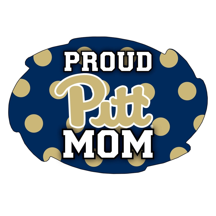 Pittsburgh Panthers 5x6-Inch Swirl Shape Proud Mom NCAA - Durable School Spirit Vinyl Decal Perfect Image 1