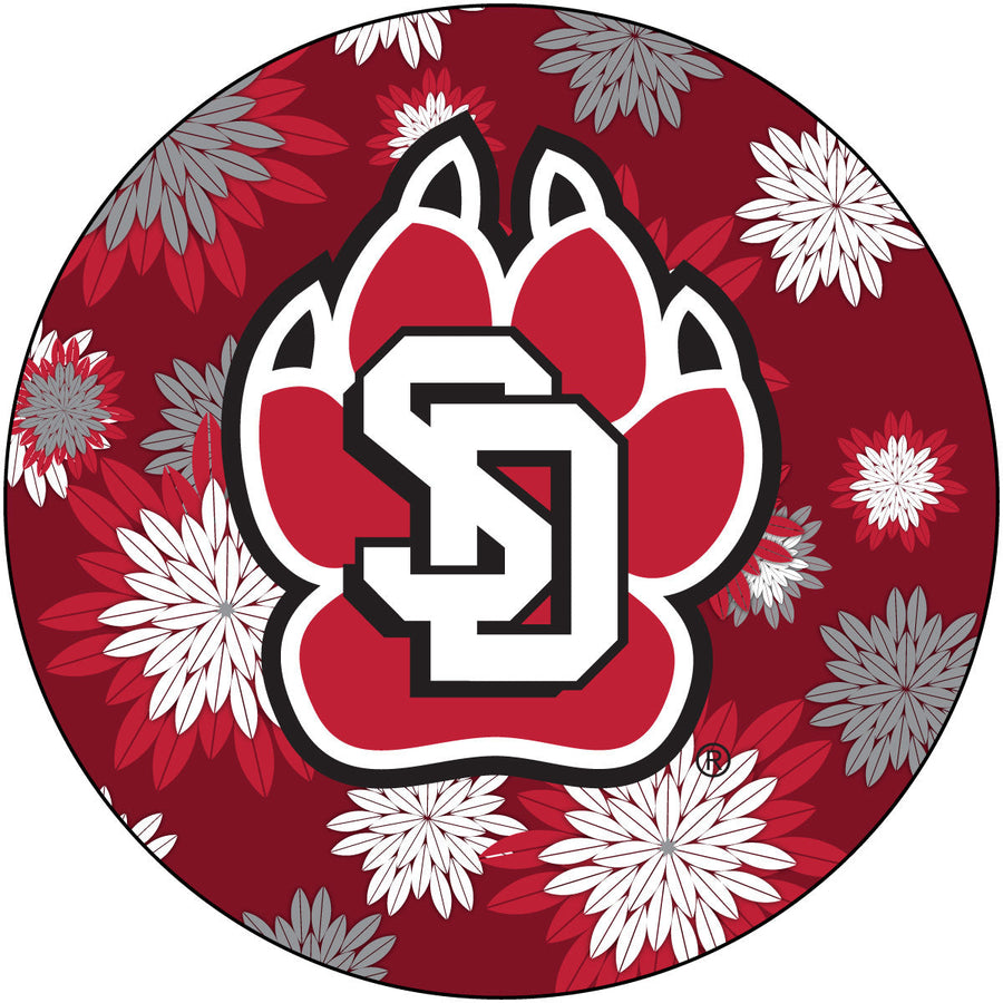 South Dakota Coyotes Round 4-Inch NCAA Floral Love Vinyl Sticker - Blossoming School Spirit Decal Image 1