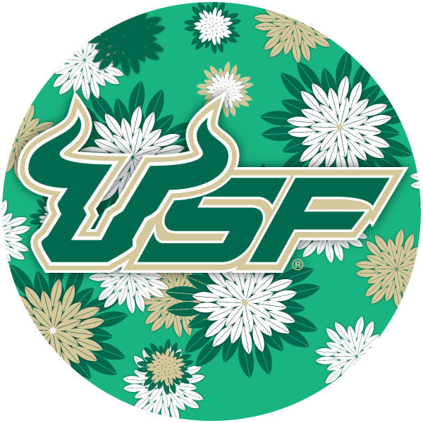 South Florida Bulls Round 4-Inch NCAA Floral Love Vinyl Sticker - Blossoming School Spirit Decal Image 1