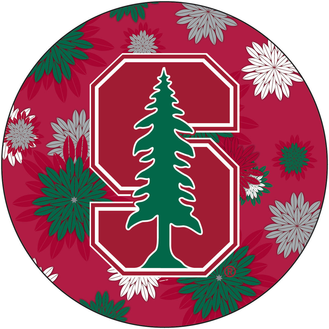 Stanford University Round 4-Inch NCAA Floral Love Vinyl Sticker - Blossoming School Spirit Decal Image 1