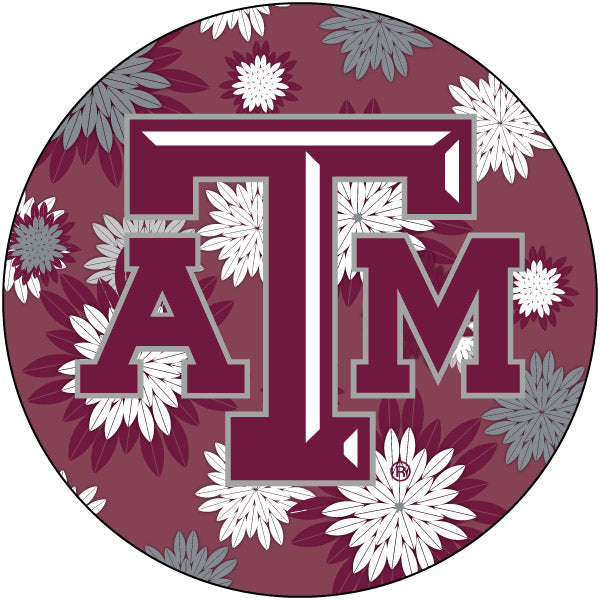 Texas AandM Aggies Round 4-Inch NCAA Floral Love Vinyl Sticker - Blossoming School Spirit Decal Image 1