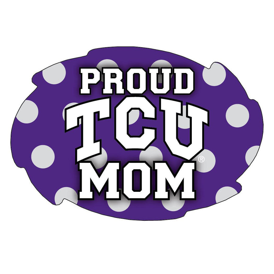 Texas Christian University 5x6-Inch Swirl Shape Proud Mom NCAA - Durable School Spirit Vinyl Decal Perfect Image 1