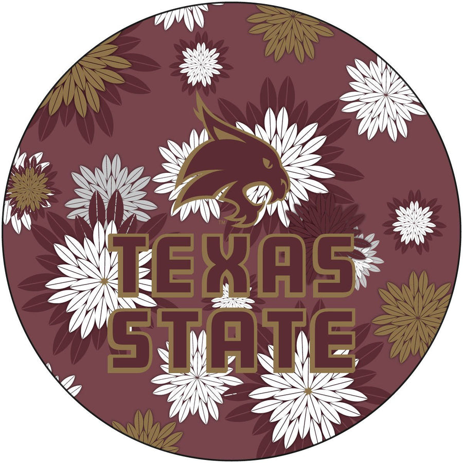 Texas State Bobcats Round 4-Inch NCAA Floral Love Vinyl Sticker - Blossoming School Spirit Decal Image 1