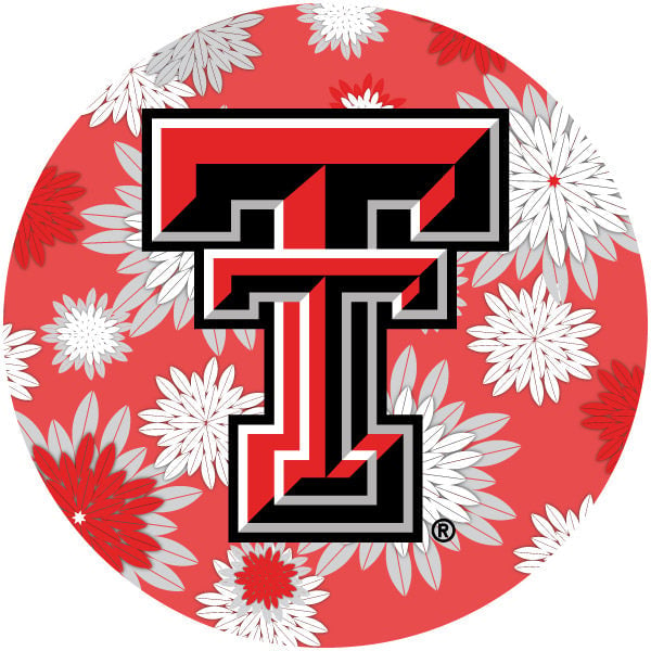 Texas Tech Red Raiders Round 4-Inch NCAA Floral Love Vinyl Sticker - Blossoming School Spirit Decal Image 1