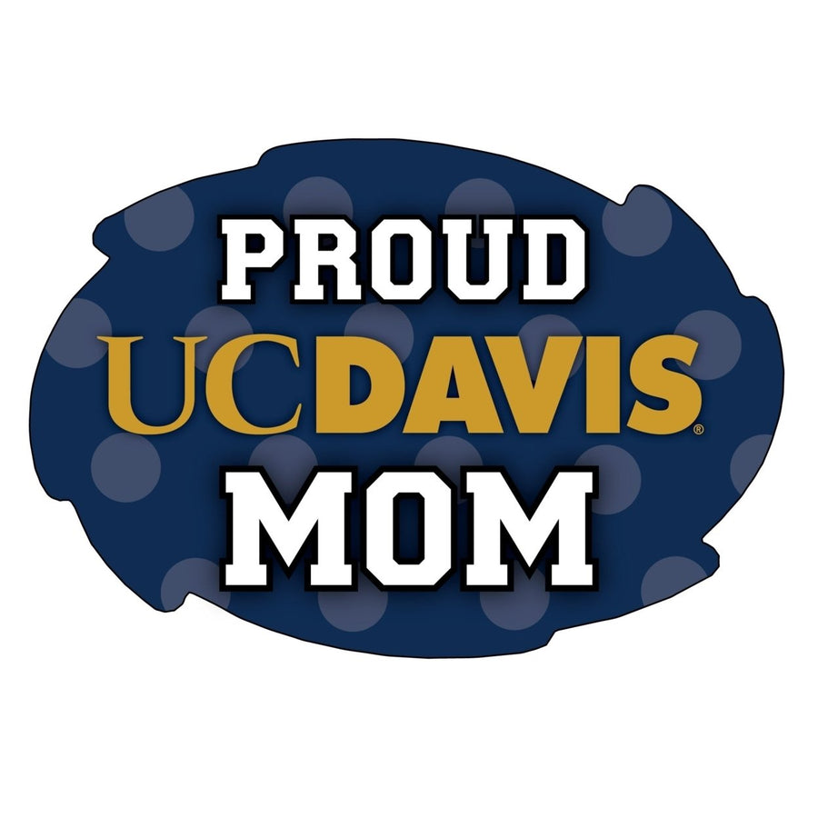 UC Davis Aggies 5x6-Inch Swirl Shape Proud Mom NCAA - Durable School Spirit Vinyl Decal Perfect Image 1